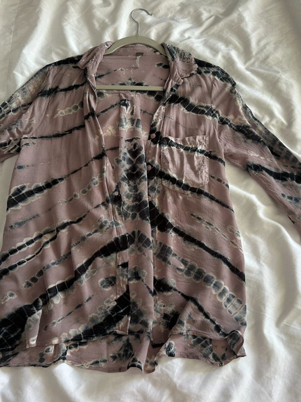 YFB Mauve Tie Dye Viscose Button Front Blouse Women's Small Boho Lightweight - Picture 6 of 7